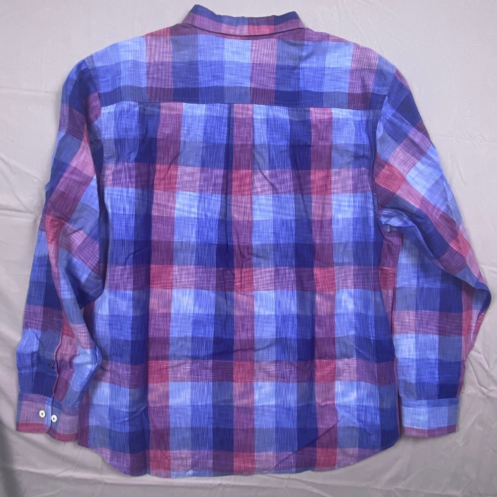 Tommy Bahama Tortola Shirt Mens XL Blue Pink Plaid Cotton Tencel Long Sleeve - Picture 6 of 11